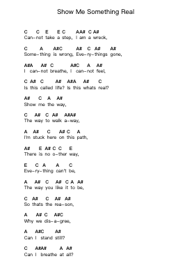 Show Me Something Real Piano letter notes by Jehangir Aziz Hayat - Arr.Poekirk
