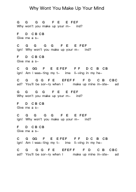 Why Wont You Make Up Your Mind Piano letter notes by Tame Impala - Arr.Hawhe