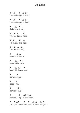 Og Loko Piano letter notes by Of Mice & Men - Arr.Graril