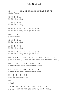 Feliz Navidad ピアノの音符 by José Feliciano - Arr.Geofchael