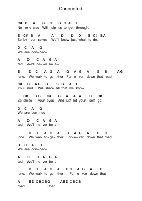 Connected Piano letter notes by Hoobastank - Arr.Leifclaire Frankbrooke