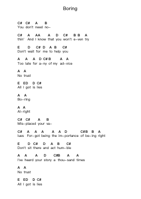 Boring Piano letter notes by Blink-182 - Arr.Mauddam Linddice
