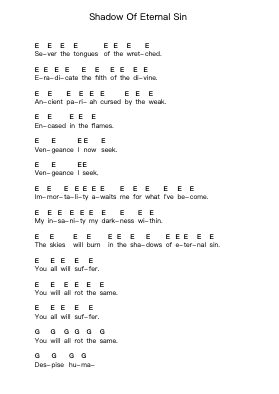 Shadow Of Eternal Sin Piano letter notes by Thy Art Is Murder - Arr.Lamguy Nica