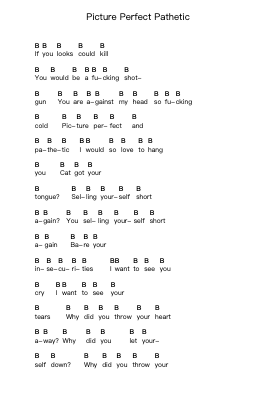 Picture Perfect Pathetic Nota surat piano oleh Parkway Drive - Arr.Bclark
