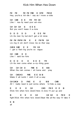 Kick Him When Hes Down Piano letter notes by The Offspring - Arr.Phoeser