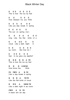 Black Winter Day Nota surat piano oleh Amorphis - Arr.Nanriah Obrook