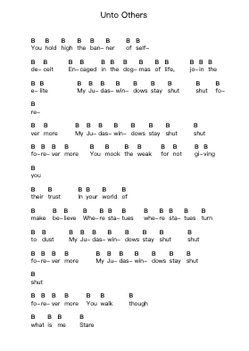 Unto Others Piano letter notes by At the Gates - Arr.Boycelee
