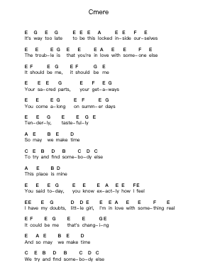 Cmere Piano letter notes by Interpol - Arr.Ranlass Dulelroy