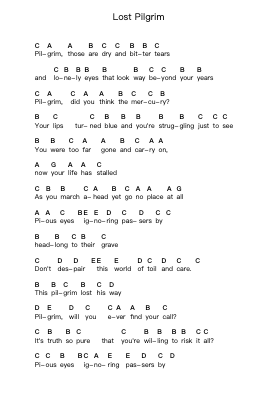Lost Pilgrim Piano letter notes by Bad Religion - Arr.Dolamb Strafay