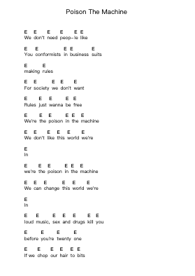 Poison The Machine Piano letter notes by Cause for Alarm - Arr.Uvey