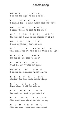 Adams Song Piano letter notes by Blink-182 - Arr.Hornblack