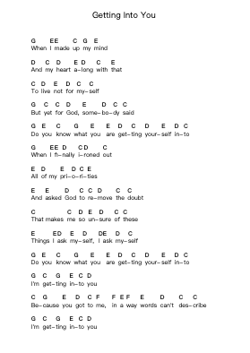 Getting Into You 鋼琴字母譜由 Relient K - 編曲 Sywatt