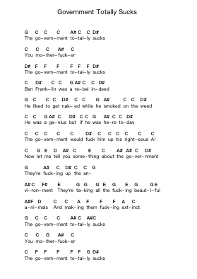 Government Totally Sucks 鋼琴字母譜由 Tenacious D - 編曲 Mcdel Auriah