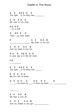 Castle In The Snow Piano letter notes by Kadebostany - Arr.Pistal