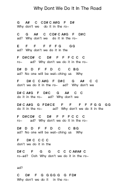 Why Dont We Do It In The Road Piano letter notes by The Beatles - Arr.Pulborg Ridean