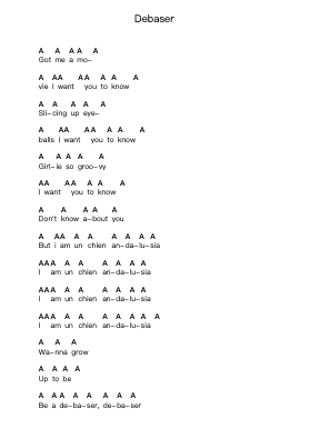 Debaser Piano letter notes by Pixies - Arr.Uppold Bruckey