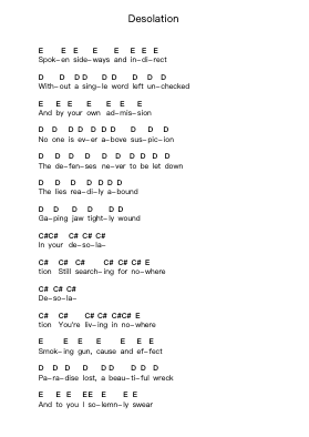 Desolation Piano letter notes by Lamb of God - Arr.Totience Queesom