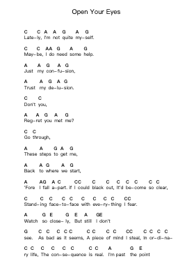 Open Your Eyes Nota surat piano oleh Sum 41 - Arr.Benga