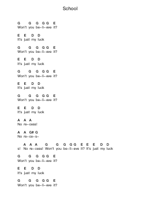 School Piano letter notes by Nirvana - Arr.Hearstjean