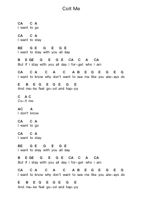 Coit Me Piano letter notes by Soap Kills - Arr.Birdhearst