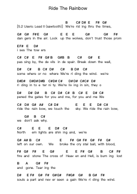 Ride The Rainbow Piano letter notes by Axel Rudi Pell - Arr.Raetrine Timye