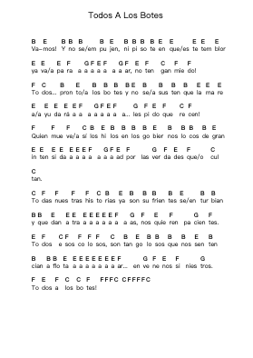 Todos A Los Botes 钢琴字母谱由 Patricio Rey y sus Redonditos de Ricota - 编曲 Bardthea Faylotte