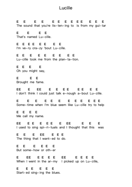 Lucille Ноты для пиано в буквенном формате от B.B. King - Arr.Clachel Cliffgray