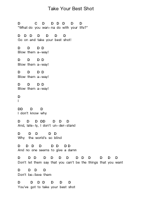 Take Your Best Shot Notas de piano en letras por Dope - Arr.Nanholt Walkchi