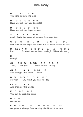 Rise Today Piano letter notes by Alter Bridge - Arr.Curwilde Perwin