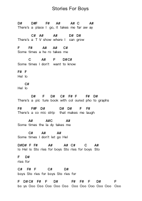 Stories For Boys Piano letter notes by U2 - Arr.Cranethe Dougledk