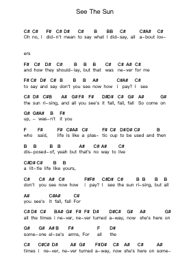 See The Sun ピアノの音符 by The Kooks - Arr.Hulclark