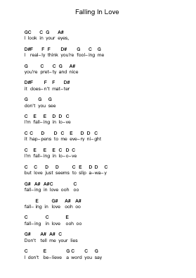 Falling In Love Piano letter notes by Scorpions - Arr.Brongus Chadkiel