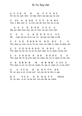 Si Yo Soy Asi Piano letter notes by Flema - Arr.Hughmand