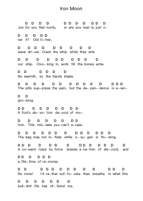 Iron Moon Piano letter notes by Fit For An Autopsy - Arr.Wykim Browningsnow