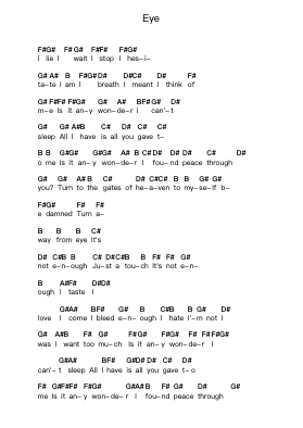 Eye Piano letter notes by The Smashing Pumpkins - Arr.Millsharp Waygrace