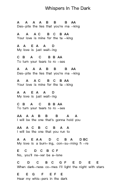 Whispers In The Dark Piano letter notes by Skillet - Arr.Woolgreen