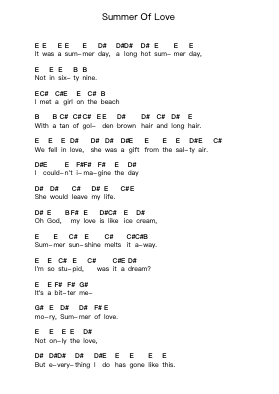 Summer Of Love Note letterarie per pianoforte di Hi-STANDARD - Arr.Colbard Ramsdick