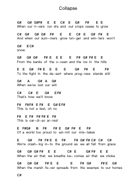 Collapse Note letterarie per pianoforte di Rise Against - Arr.Inbuck
