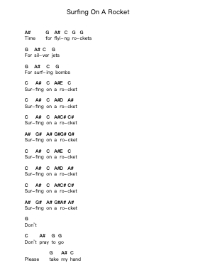 Surfing On A Rocket Piano letter notes by Air - Arr.Joanreade Annlus