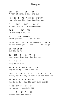 Banquet Piano letter notes by Bloc Party - Arr.Websjean Hodgdre
