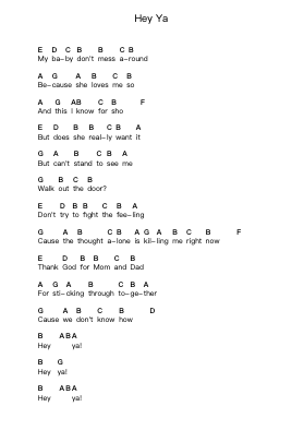 Hey Ya Piano letter notes by OutKast - Arr.Lilrald