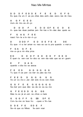 Nao Me Mintas โน้ตตัวอักษรเปียโนโดย Rui Veloso - Arr.Jacthel