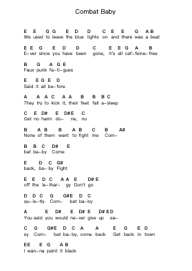 Combat Baby Piano letter notes by Metric - Arr.Chamberg