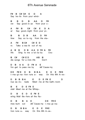 8Th Avenue Serenade Piano letter notes by Green Day - Arr.Reylot