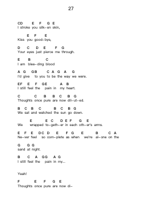 27 Piano letter notes by Biffy Clyro - Arr.Latckens