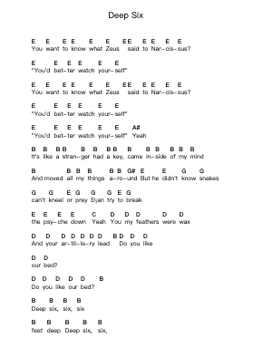 Deep Six पियानो पत्र नोट्स द्वारा Marilyn Manson - Arr.Tenings