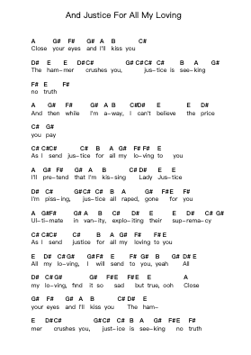 And Justice For All My Loving पियानो पत्र नोट्स द्वारा Beatallica - Arr.Stowemon