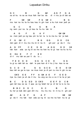 Lepaskan Diriku Piano letter notes by J-Rocks - Arr.Cocroft Blairkins