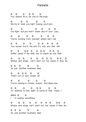 Parasite Piano letter notes by Cause for Alarm - Arr.Bysey Truwood