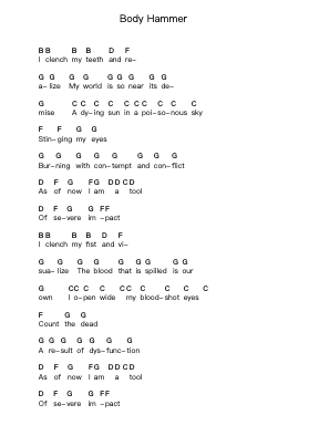 Body Hammer Piano letter notes by Fear Factory - Arr.Primeg